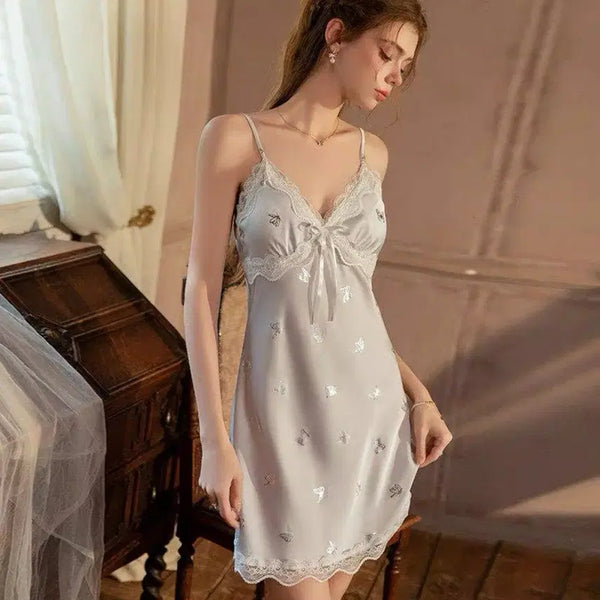 [BUNJANG] Women's Silk Slip Dress Sleepwear / 여성 슬립 원피스 실크 홈웨어
