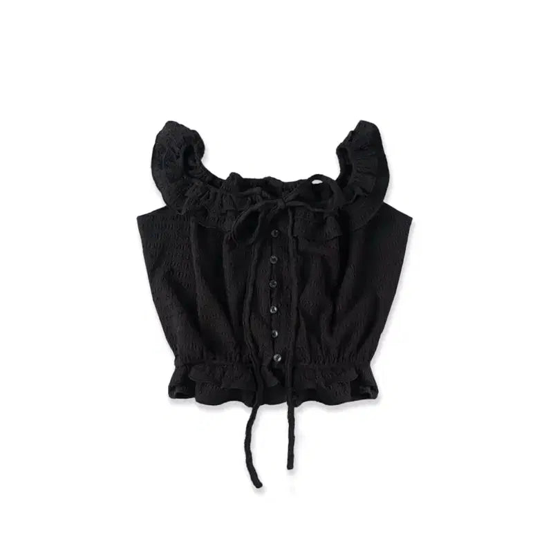 [BUNJANG] Without Summer Pure Frill Blouse Black / 위드아웃썸머 퓨어 프릴 블라우스 Pure frill blouse_black