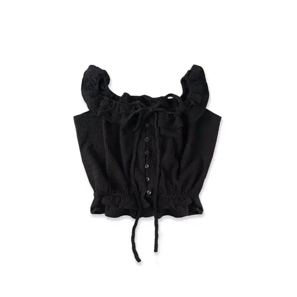 [BUNJANG] Without Summer Pure Frill Blouse Black / 위드아웃썸머 퓨어 프릴 블라우스 Pure frill blouse_black