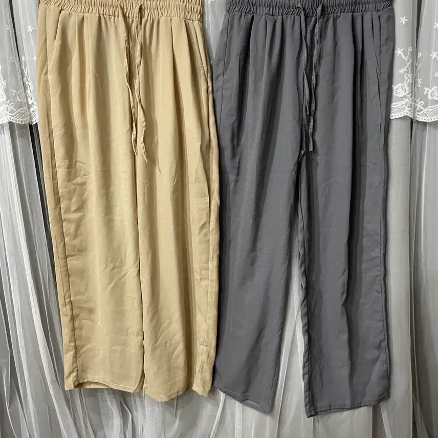 [BUNJANG] Men's/Women's Summer Wide-Leg Slacks Set (Beige & Gray) / 남자여름슬랙스 2개 슬랙스 베이지 그레이 여자빅사이즈 통바지무신사