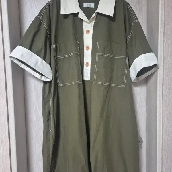 [BUNJANG] Studio Tomboy Color-Blocked Shirt Dress / 스튜디오톰보이 배색 셔츠원피스