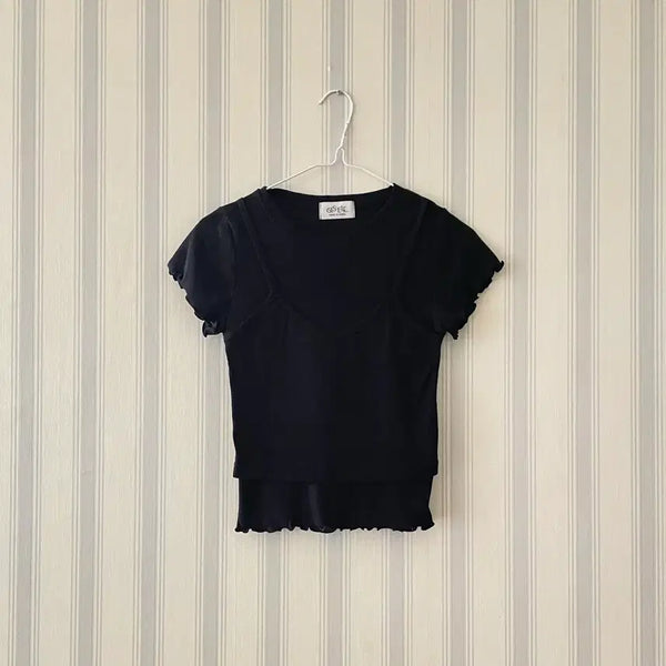 [BUNJANG] Sleeveless Layered T-Shirt / (새상품) 나시 레이어드 반팔티