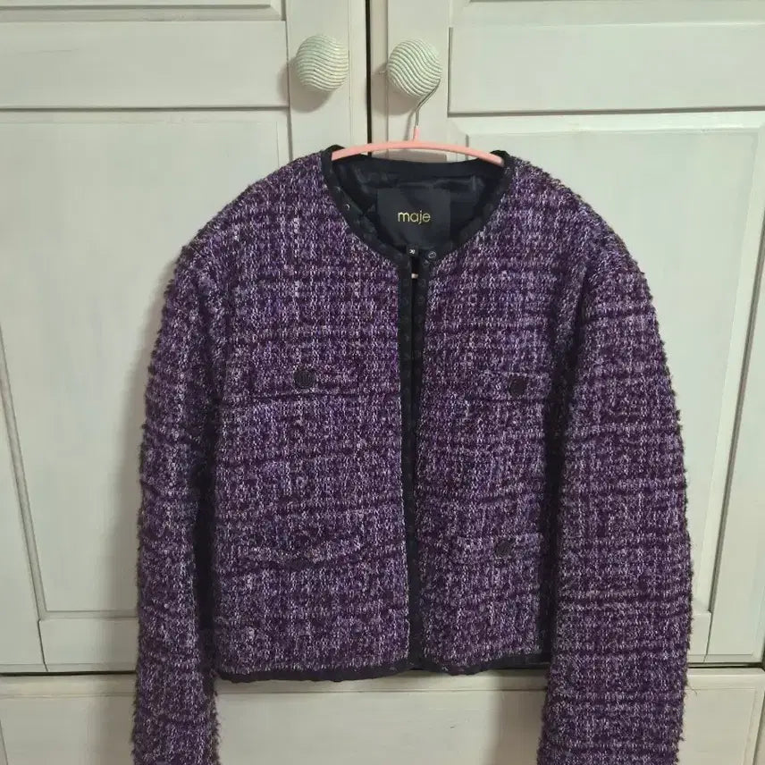 [BUNJANG] Maje Tweed Jacket Purple 38 / 마쥬 트위드 자켓 퍼플 38