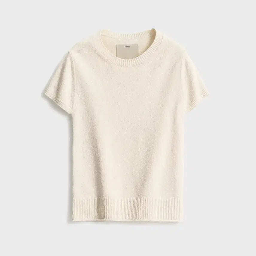 [BUNJANG] Pottery Cotton Half Sleeve Knit Top Ivory / 포터리 코튼 하프 슬리브 니트 탑