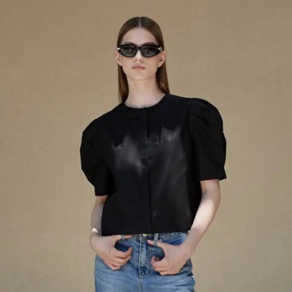 [BUNJANG] oui Linen Hidden Puff Blouse / 우위 oui 린넨 히든 퍼프 블라우스