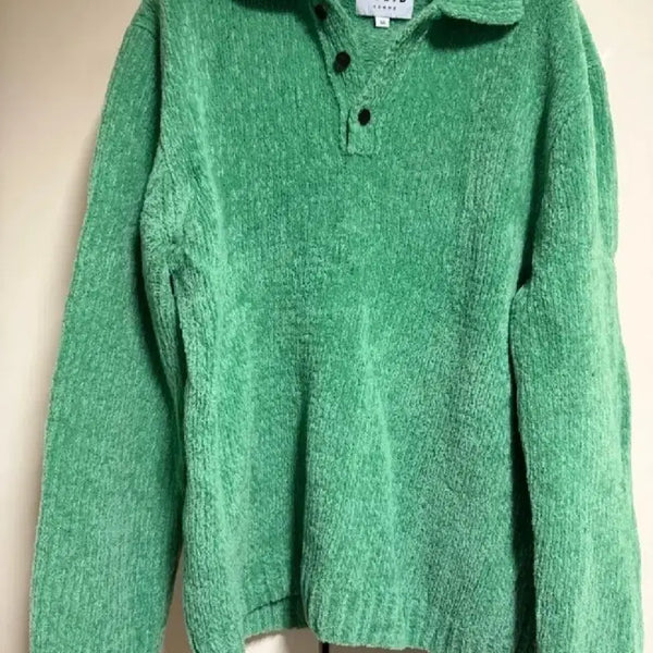 [BUNJANG] Solid Homme Green Wool Chenille Collar Neck Knit Size 105 / 솔리드옴므 그린 울 셔닐 카라 넥 니트 105사이즈