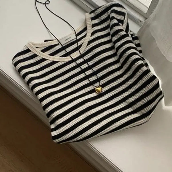 [BUNJANG] Lemore Waffle Stripe Short Sleeve T-Shirt / 르모어 와플 스트라이프 반팔 티셔츠 단가라 반팔 티셔츠 (메이비베이비낫띵리튼가내스라프롬비기닝코스cos자라유니클로)