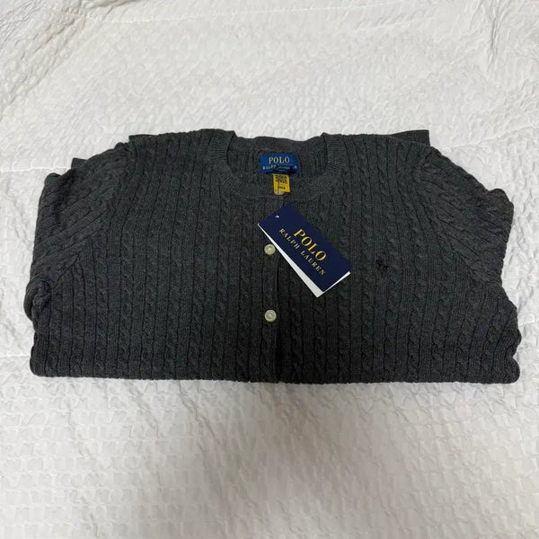 [BUNJANG] Polo Girls Cable Knit Cardigan - Heather Grey, XL / <새상품>폴로 걸즈가디건 그레이헤더 XL