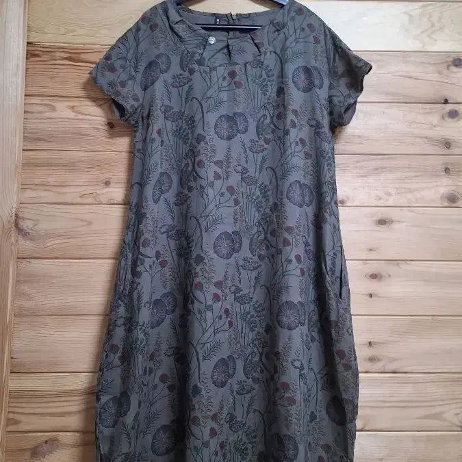[BUNJANG] Vintage Floral Linen Long Dress / 빈티지 플라워 패턴 린넨 롱 원피스