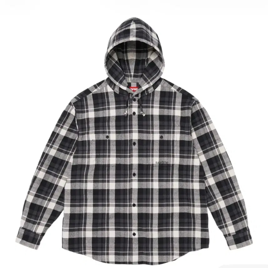 [BUNJANG] Supreme Hooded Flannel Shirt Black / 정품 S,M,L,XL 슈프림 후드 플란넬 셔츠 블랙 26SS 아우터 간절기