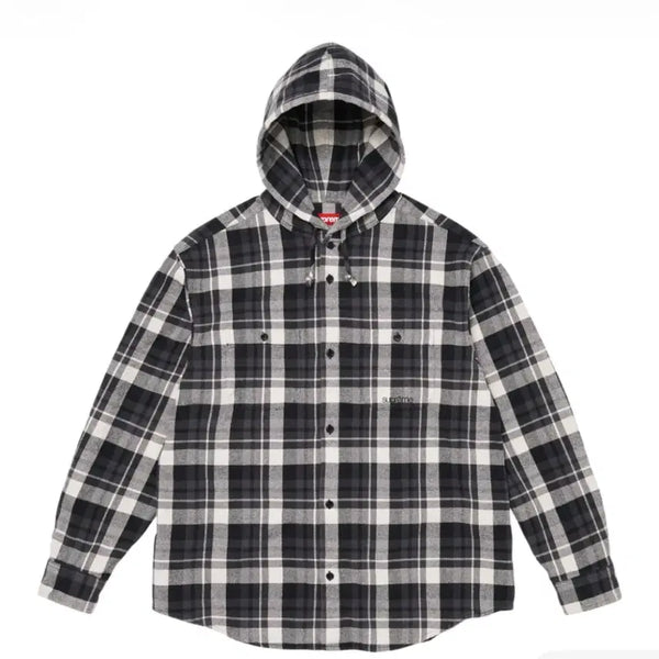 [BUNJANG] Supreme Hooded Flannel Shirt Black / 정품 S,M,L,XL 슈프림 후드 플란넬 셔츠 블랙 26SS 아우터 간절기