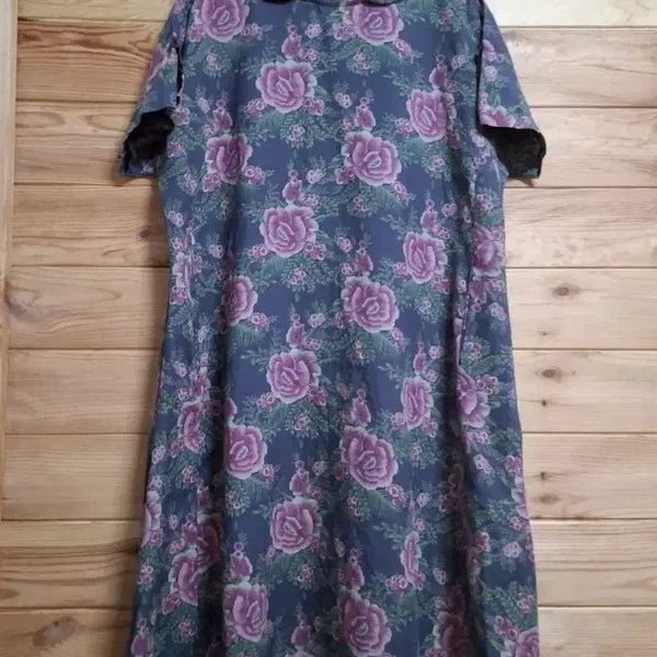 [BUNJANG] Vintage Floral Pattern Linen Long Dress / 빈티지 플라워 패턴 린넨 롱 원피스