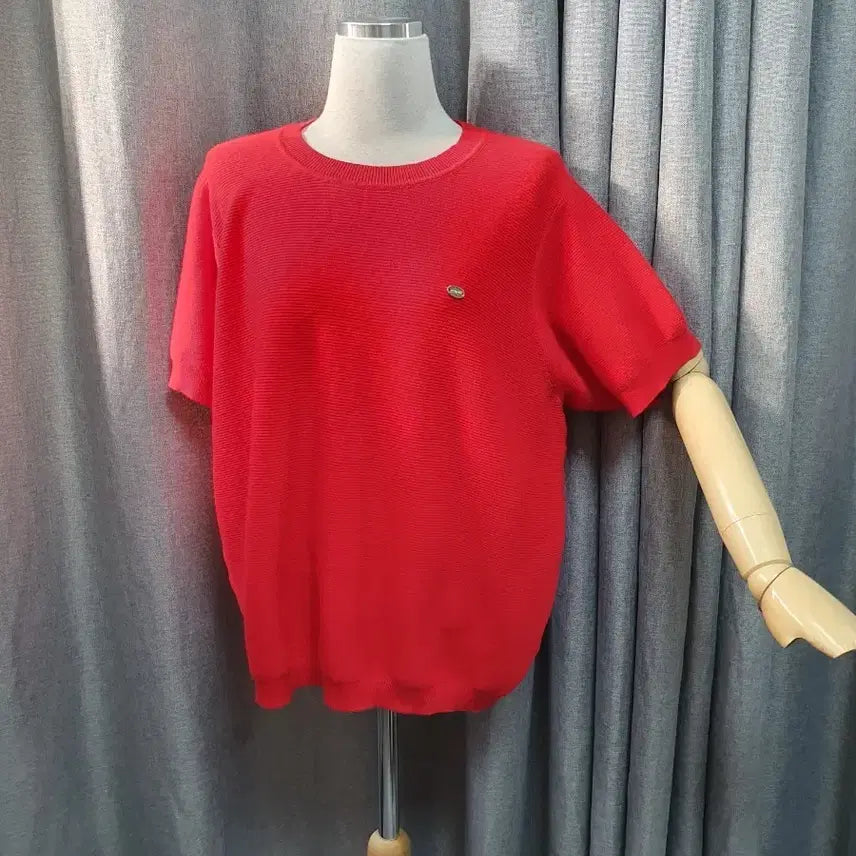 [BUNJANG] Silver Tone Red Short Sleeve Knit / 은장 레드 반팔니트