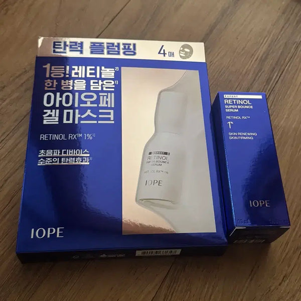 [BUNJANG] IOPE Retinol Super Bounce Serum 50ml + Gel Mask Pack Set / 아이오페 레티놀 슈퍼바운스 세럼 50ml+겔마스크팩 4장