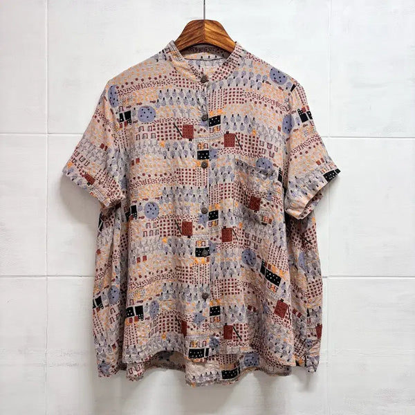[BUNJANG] Vintage Pattern Kitsch Cotton Shirt Blouse JPN / 빈티지 패턴 키치 코튼 셔츠 블라우스 JPN