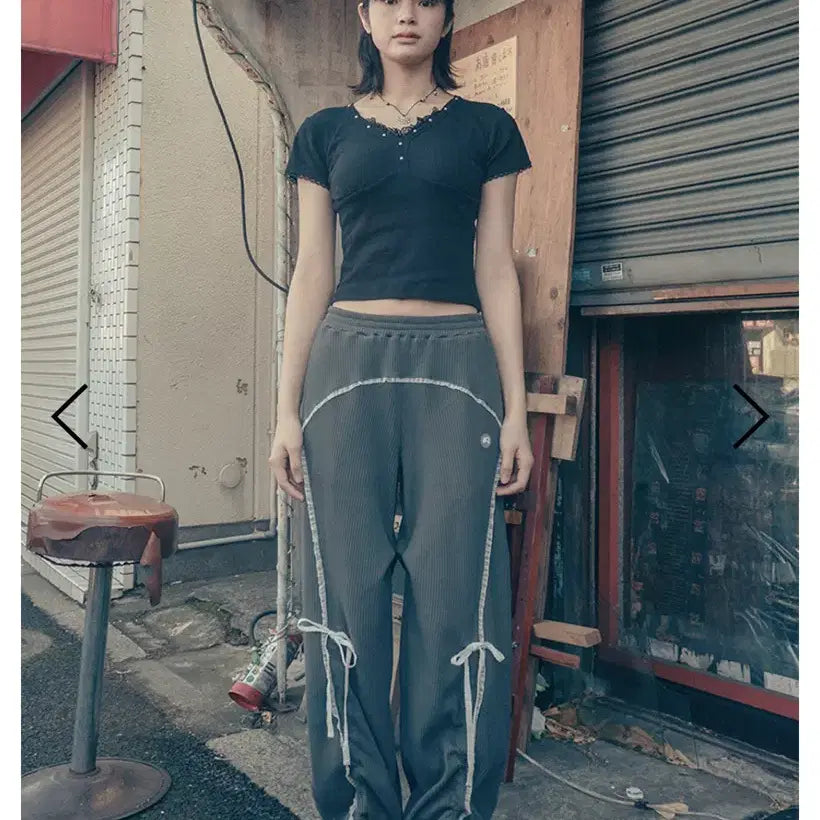 [BUNJANG] Hug Your Skin Lace Jogger Pants Gray / 허그유어스킨 레이스 조거팬츠 그레이