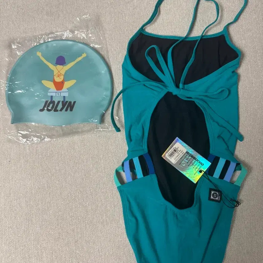 [BUNJANG] JOLYN Ocean Gavin Swimsuit (Size 28) & Silicone Swim Cap Bundle / 졸린오션개빈 + 졸린수모일괄