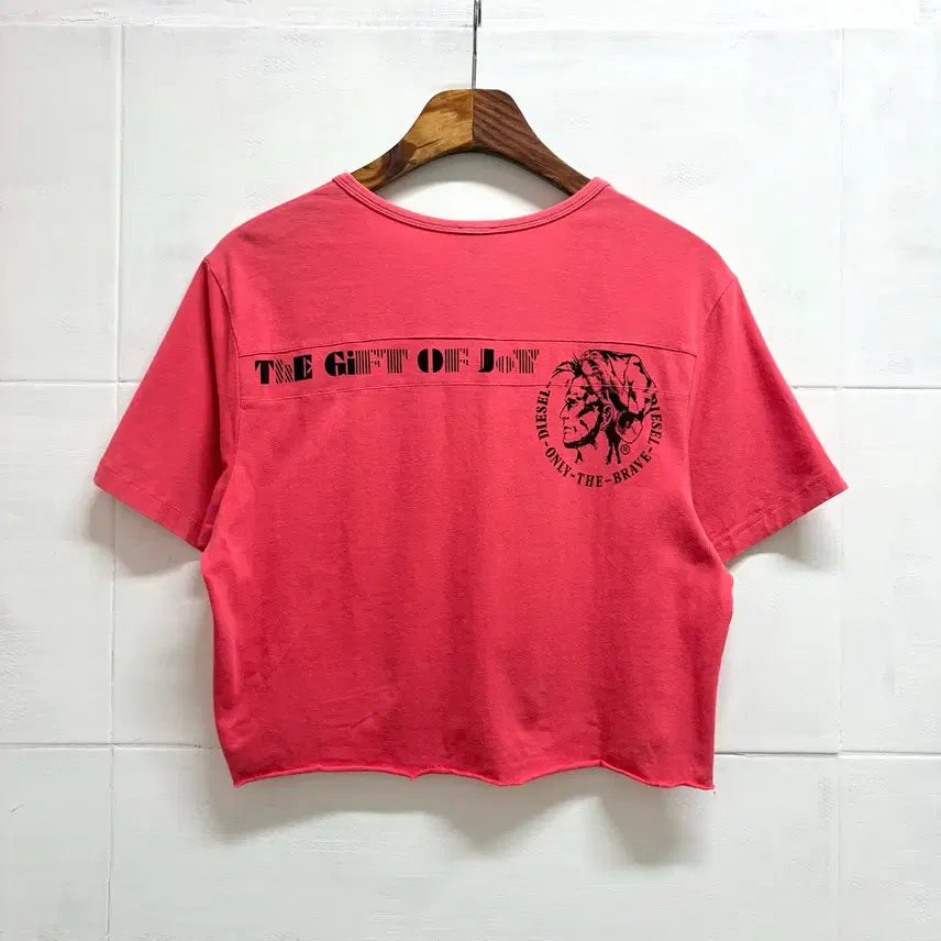 [BUNJANG] DIESEL Pink Cut-off Remake T-shirt / DIESEL 디젤 핑크 컷팅 리메이크 반팔티 L