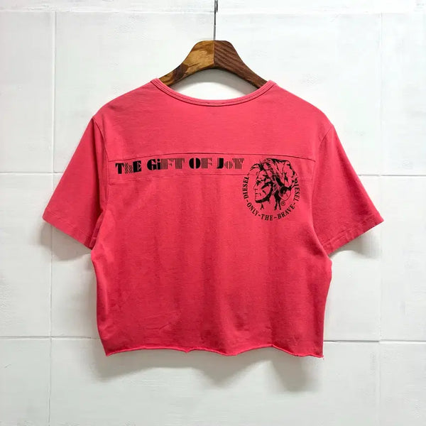 [BUNJANG] DIESEL Pink Cut-off Remake T-shirt / DIESEL 디젤 핑크 컷팅 리메이크 반팔티 L