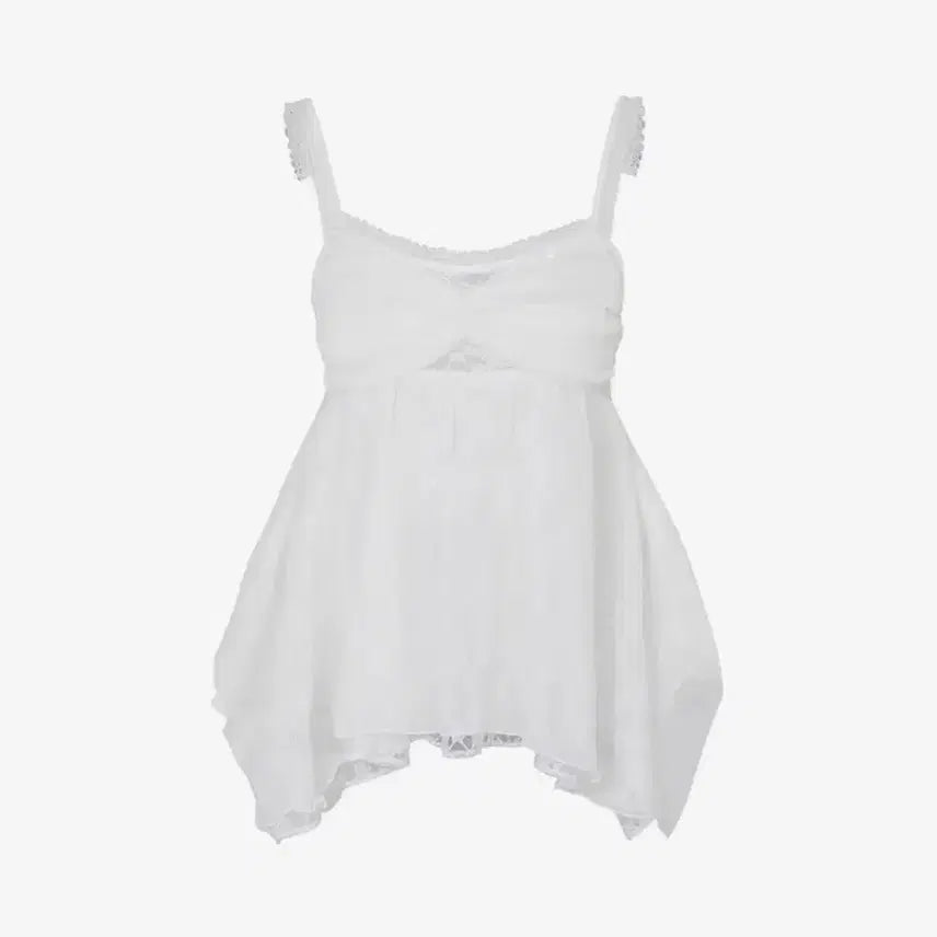 [BUNJANG] PAIN OR PLEASURE Rose Shirring Top White / 페인오어플레저 로즈셔링탑 화이트