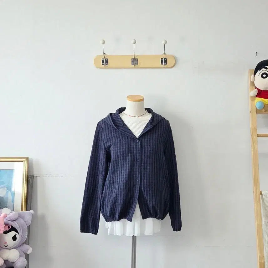 [BUNJANG] Vintage Purple/Black Check Hooded Jacket / 빈티지 만원샵 퍼플/블랙 체크 후드 자켓
