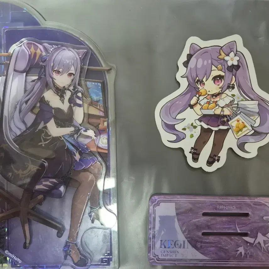 [BUNJANG] Genshin Impact Keqing Acrylic Stand + Food Pick / 원신 PC방 각청 아크릴스탠드 + 푸드픽