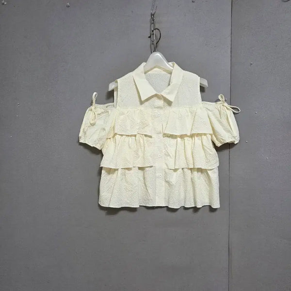 [BUNJANG] Shoulder Cutout Gauze Blouse / s주말특가s15 어깨트임 지지미소재 블라우스 F   n7916