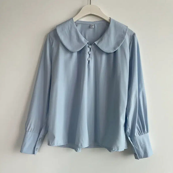 [BUNJANG] Sky Blue Big Collar Blouse / 하늘색 빅카라 블라우스
