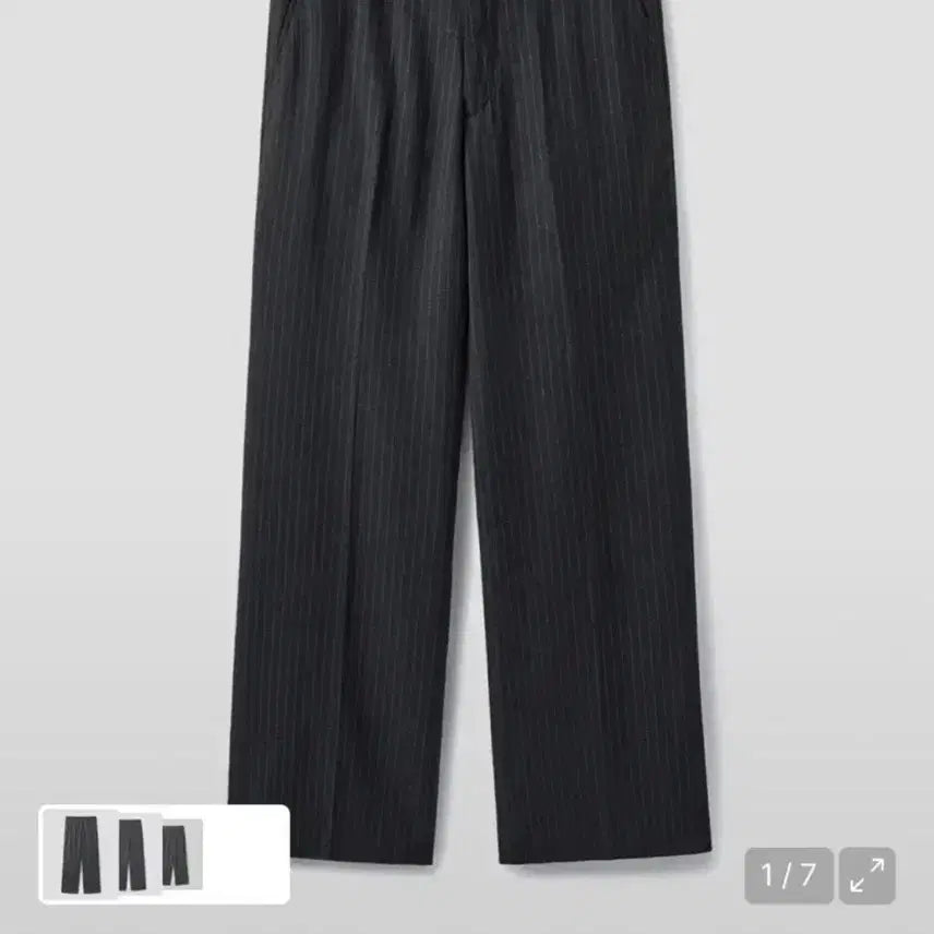 [BUNJANG] Branded Wide Slacks Charcoal Stripe Size 28 / 브랜디드 와이드 슬랙스 차콜스트라이프 28