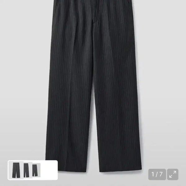 [BUNJANG] Branded Wide Slacks Charcoal Stripe Size 28 / 브랜디드 와이드 슬랙스 차콜스트라이프 28