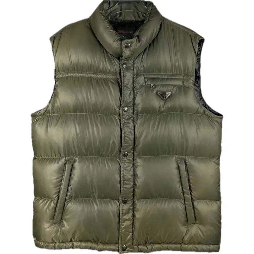[BUNJANG] Prada Down Padded Vest Khaki Size 54 / [54] 프라다 다운 패딩 조끼 베스트