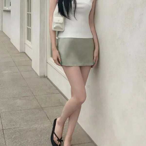 [BUNJANG] Silk Blouse and Skirt Set / 택포 세트 실크 스커트 실크 블라우스
