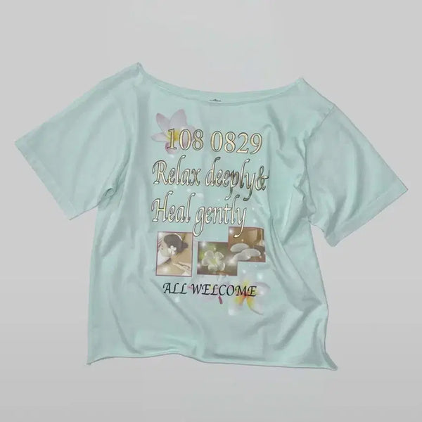 [BUNJANG] Sculptor One Shoulder Off-Shoulder T-Shirt Mint (L) / 스컬프터 반팔 원숄더 오프숄더 민트 (L)