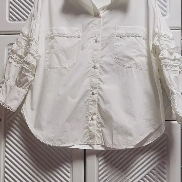[BUNJANG] Ozsécon Lace Frill Shirt White / 오즈세컨  레이스 프릴 셔츠 화이트