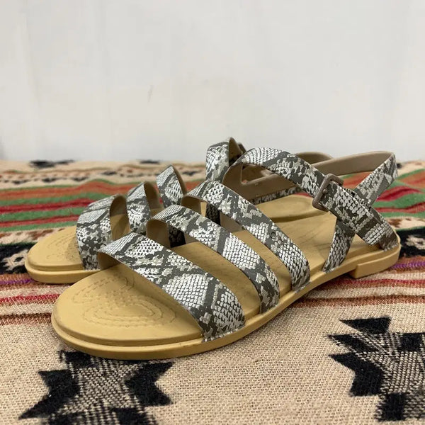 [BUNJANG] Crocs Tulum Snake Flat Sandals W5 / 크록스 툴룸 스네이크 플랫 샌들 W5 X02355