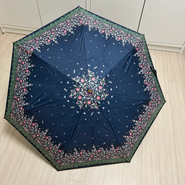 [BUNJANG] Guy Laroche Flower Pattern Navy Lightweight Sun Umbrella / 플라워 패턴 네이비 경량 양산