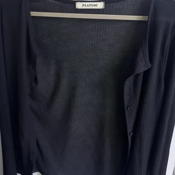 [BUNJANG] Loop Black Thin Summer Cardigan / 루프 검정 여리 얇은 여름 가디건