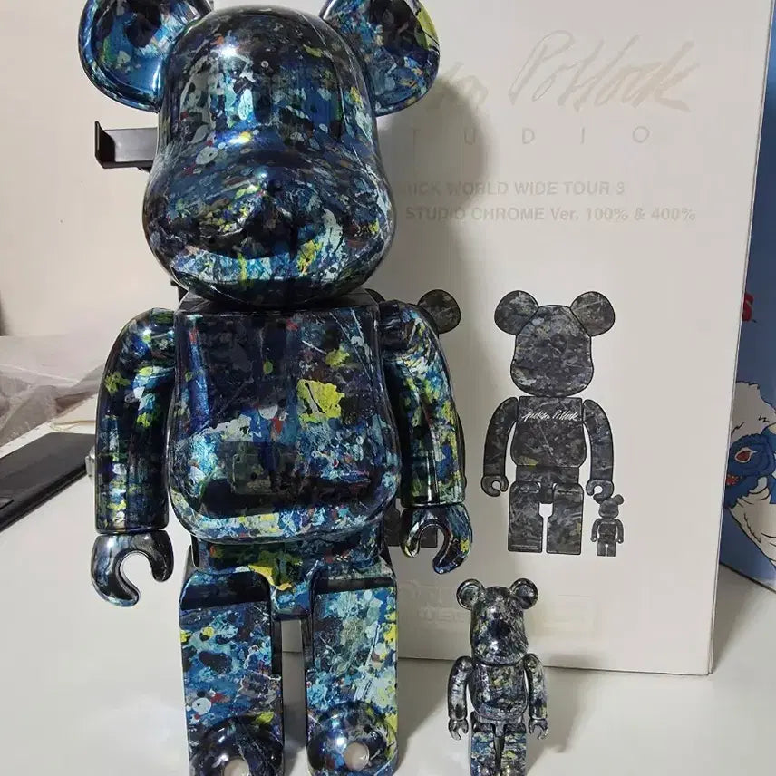 [BUNJANG] Bearbrick Worldwide Tour 3 Jackson Pollock Studio Chrome 100% & 400% / 베어브릭 월드와이드투어3 잭슨폴락 스튜디오 크롬 100% 400%