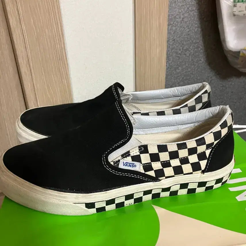 [BUNJANG] Vans Checkerboard Slip-On TM Black Shoes / 반스 체커보드 슬립온 tm 블랙 260