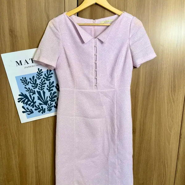 [BUNJANG] Kenneth Lady Tweed Pearl Dress Lavender Lavender / 케네스레이디 하객룩 트위드 진주 원피스 88-92-165