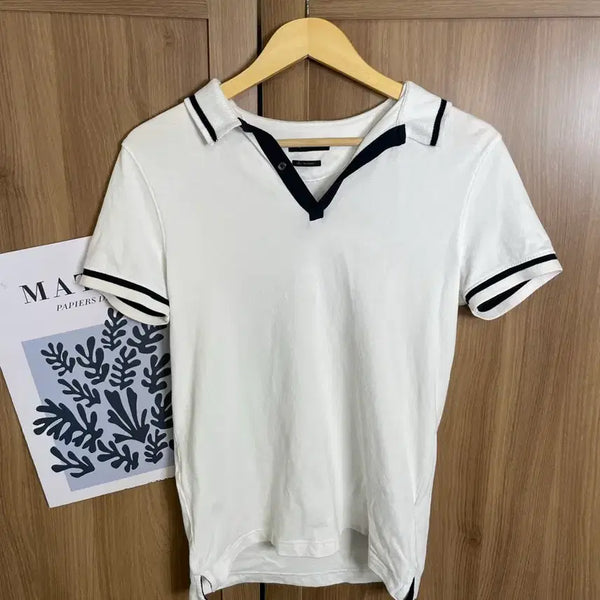 [BUNJANG] Massimo Dutti White Collared Short-Sleeve T-Shirt Size S / 마시모두띠 반팔 화이트 카라티 S