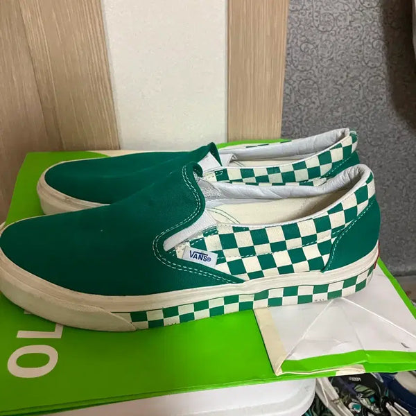[BUNJANG] Vans Checkerboard Slip-On Green / 반스 체커보드 tm 슬립온 그린 265