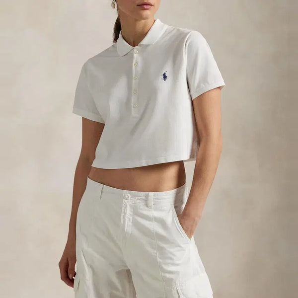 [BUNJANG] Polo Ralph Lauren White Short Sleeve Cropped Polo T-Shirt Size S New / 폴로 카라티 반팔 크롭 화이트 S 새상품