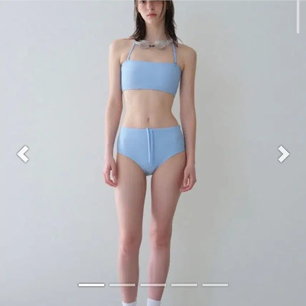 [BUNJANG] Studio Table Sky Blue High-Waist Bikini Set / 스튜디오테이블 스카이블루 하이웨이스트 비키니 수영복 세트