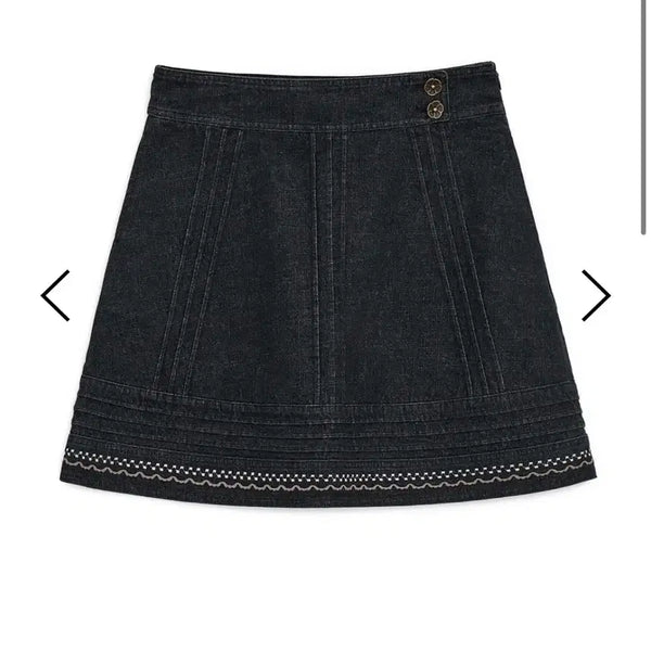 [BUNJANG] Hug Your Skin Denim Needlework Midi Skirt / 새상품)허그유어스킨 데님 니들워크 미디 스커트