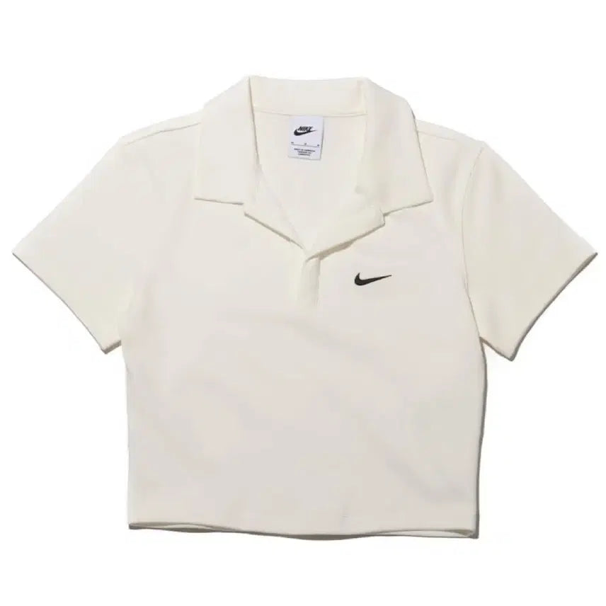 [BUNJANG] Nike Essential Women's White Cropped Polo T-Shirt / 나이키 에센셜 여성 폴로 화이트 크롭탑 트레이닝 카라 티셔츠