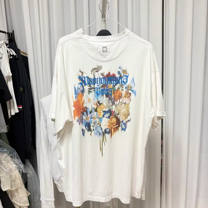 [BUNJANG] Wooyoungmi Flower Short Sleeve T-Shirt / {46/최저가}우영미 플라워 반팔