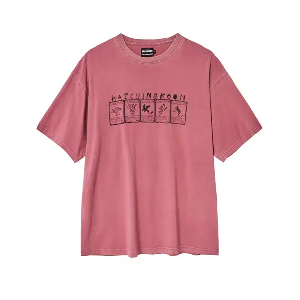 [BUNJANG] HaeChingRoom Dragon T-Shirt Vintage Rose / 해칭룸 드래곤길들이기 카드티 빈티지 로즈