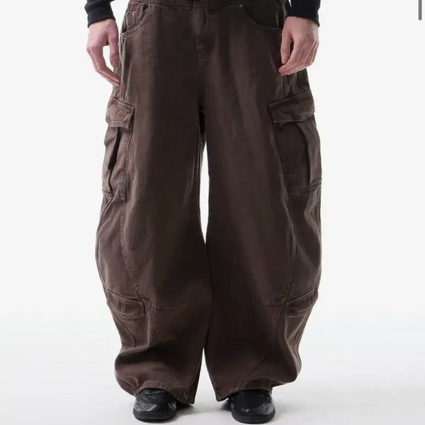 [BUNJANG] LEARVE Split Arc Curved Cargo Pants Brown / [1회착/M] 르아브 스플릿 아크 커브드 카고 팬츠 브라운