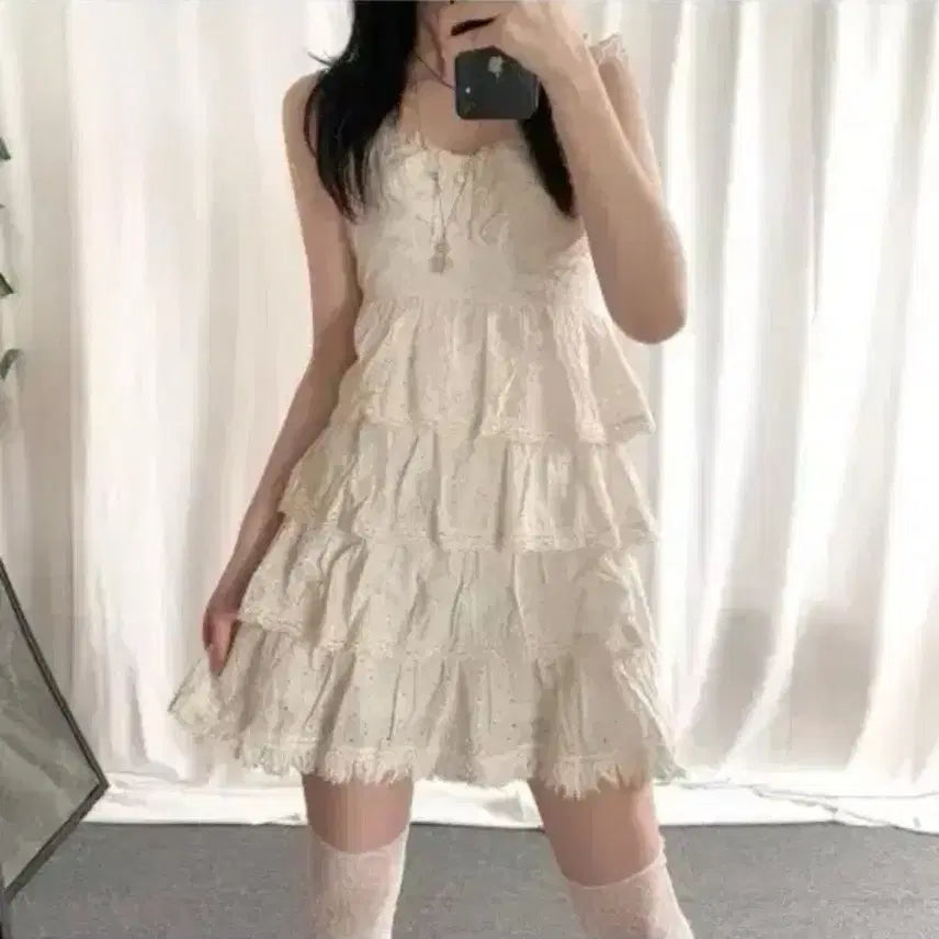[BUNJANG] Vintage Fairy Punching Mini Dress / 눙 빈티지 페어리 원피스